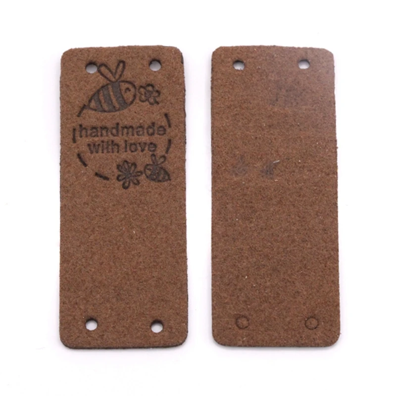 50Pcs Handmade Label Hang Tags For Handmade With Love Tags Leather For Clothes Gifts Bags Sewing Accessories