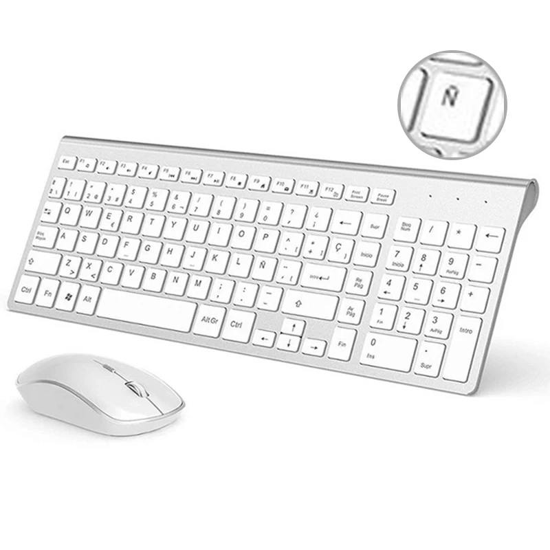 Jomaa-conjunto de Mouse e Teclado sem Fio Design Ergonômico Clique Silente Computador Laptop Desktop Comb Espanha