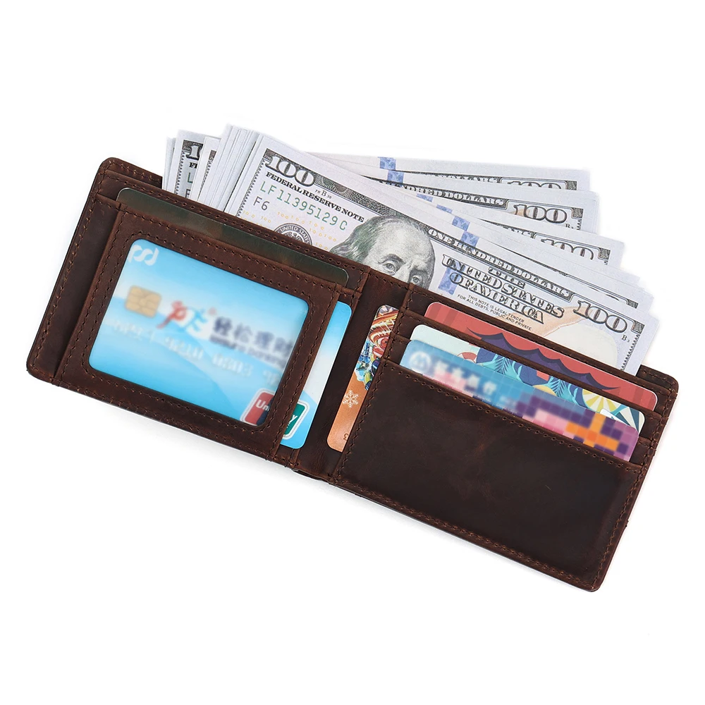 New RFID Wallet Men Crazy Horse Leather Positioning Card Set Genuine Leather wallet men card holder Male Wallet