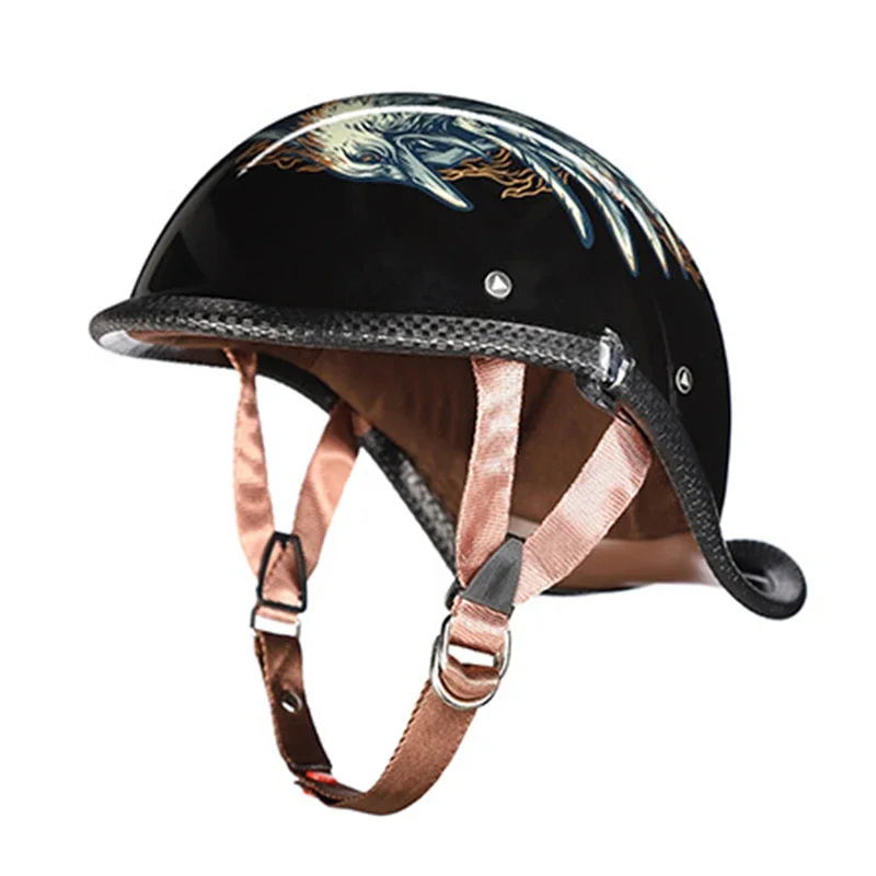 Adult Retro Motorcycle Helmet Men/Women Half Face Vintage Helmet Hat Cruiser Touring Moto Bicycle Scooter Skating Baseball Cap