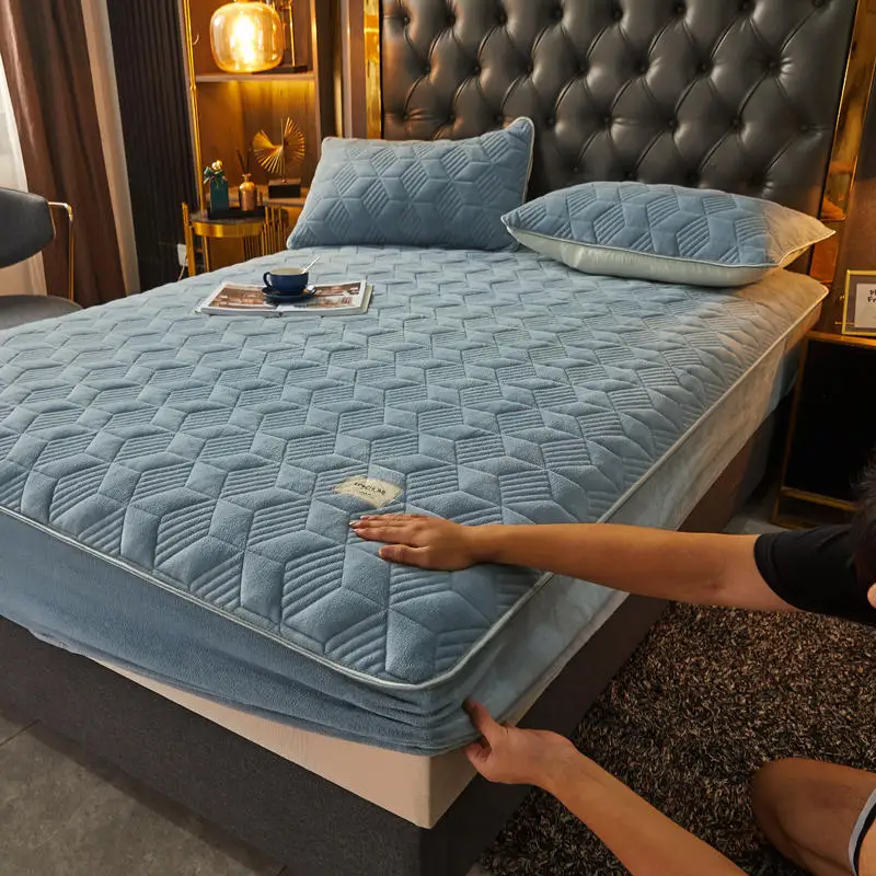 

Pure Cotton Soft Quilted Mattress Cover Thicken Mattress Cover Breathable Quilted King Mattress Protector With Elastic Band