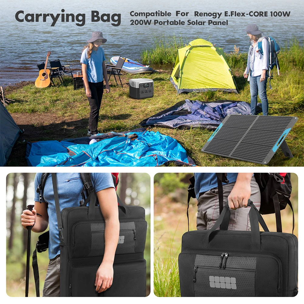 Solar Board Protective Handbag Waterproof Portable Protection Shoulder Bag Large Capacity for Portable Solar/BLUETTI 100W & 200W