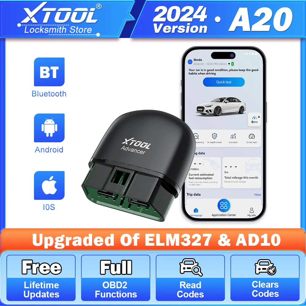 XTOOL Advancer AD20 Pro Scanner OBD2 Wireless, Diagnostica Auto Per IPhone E Android, Lettore Codici Tutti I Sistemi, Reset Olio