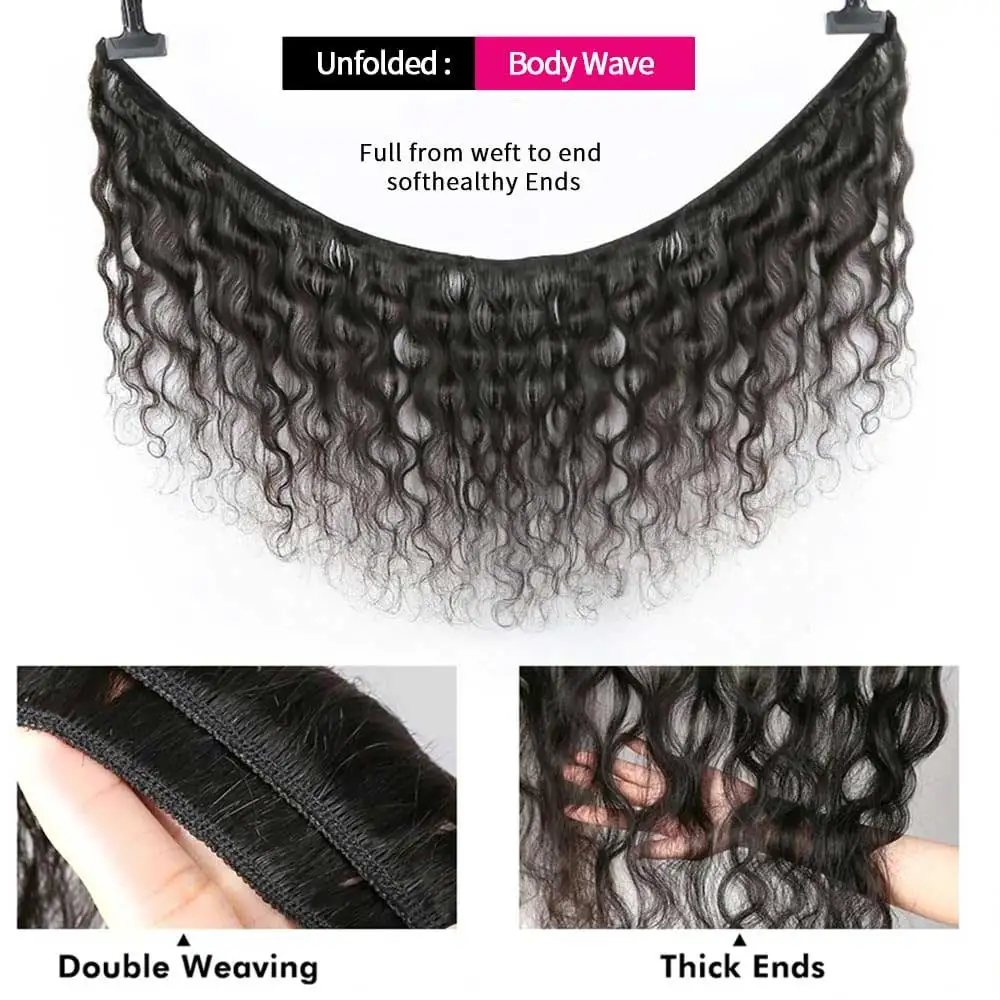 1 3 4 PCS Body Wave Bundles Human Hair 12 42 Inch Brazilian Natural Black 16A Raw Hair Weave Bundles Extension 5