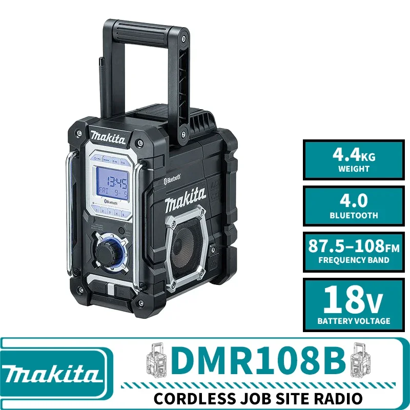 Makita Dmr108B Wireless Job Site Radio 7.2V/10.8V/12V/14.4V/18V Lithium Power Tools