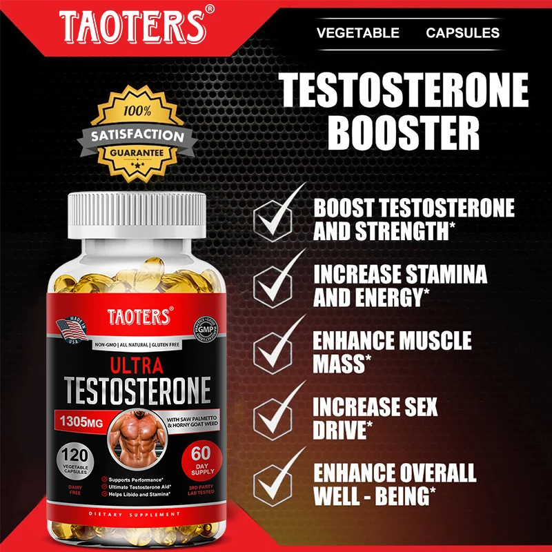 

Taoters - Tested Booster for Men - Supports Natural Endurance, Energy & Strength Boost - Lean Muscle Growth - 120 Capsules