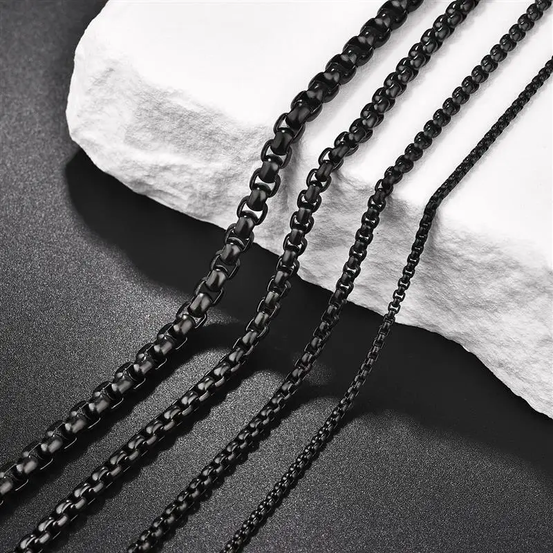 Set Gioielli Uomo Donna In Acciaio Inossidabile - Collana Con Ciondolo A Barra, Bracciale E Anello, Argento/Nero