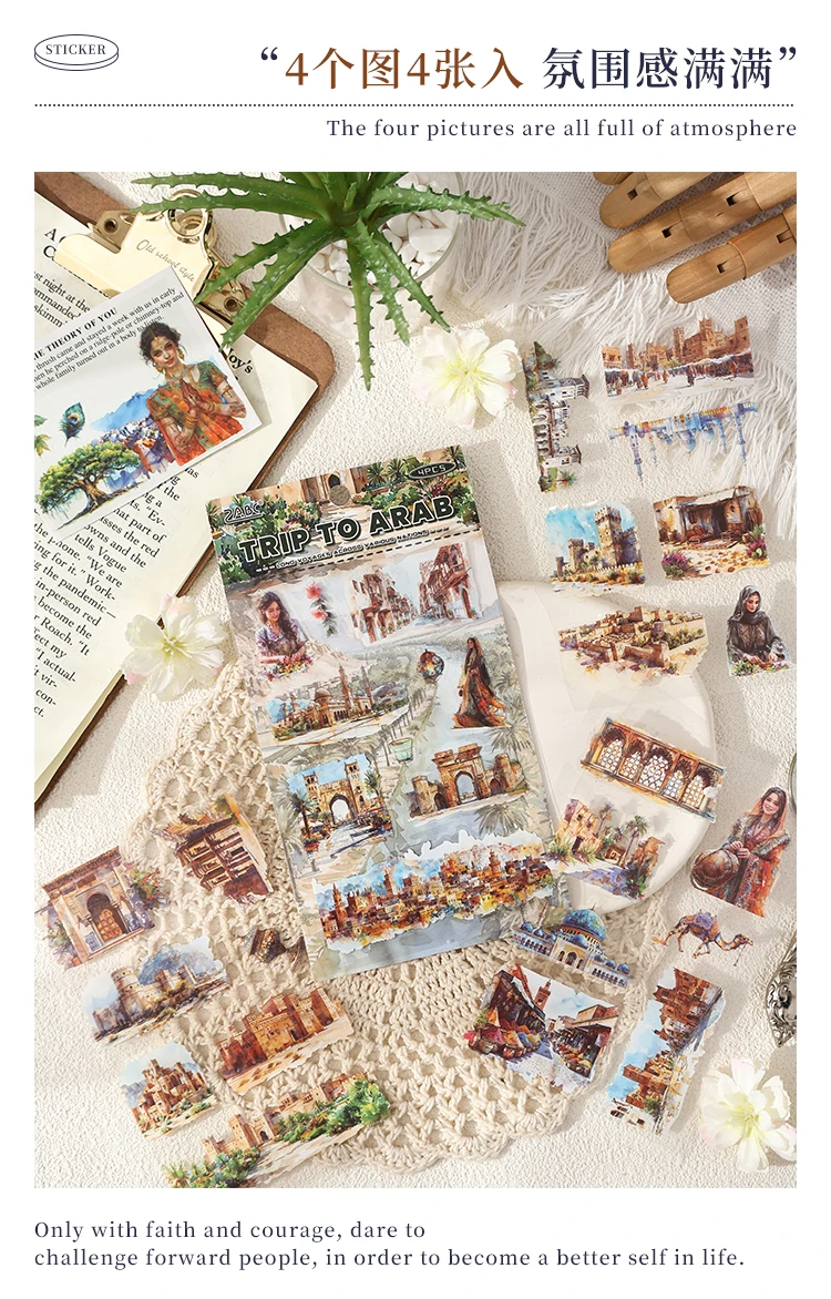 4 Stück große Weltreise-Aufkleber, Junk-Journal, Planer, Scrapbooking, Vintage, dekorativ, DIY-Bastelmaterial – Detail 6