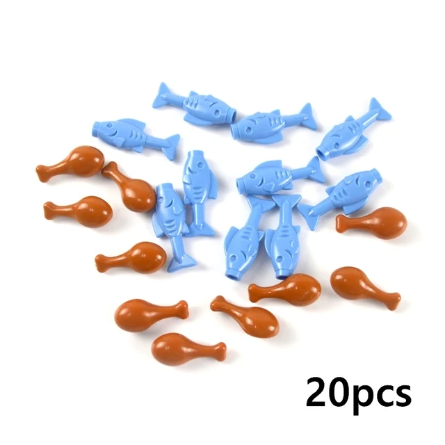 DIY Building Blocks Food Set: Bread, Fish, Fruit, and Roast Chicken City Accessories