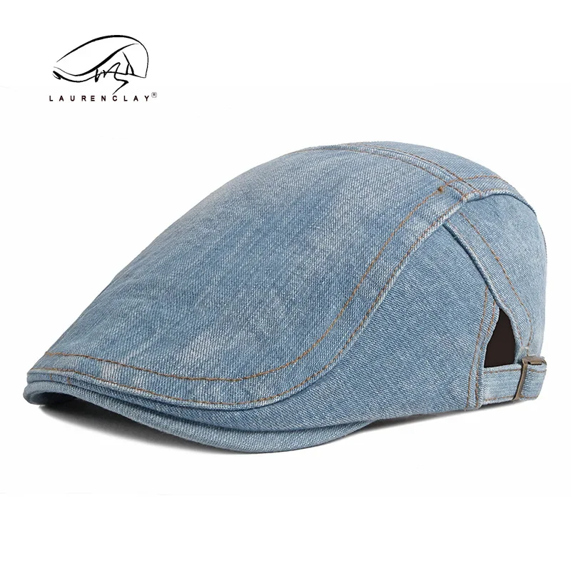 Beret Hat Denim Newsboy Hats Adjustable Ivy Flat Cap Beret Gatsby Cabbie Driving Hat for Men Women Youth Teenagers Vintage