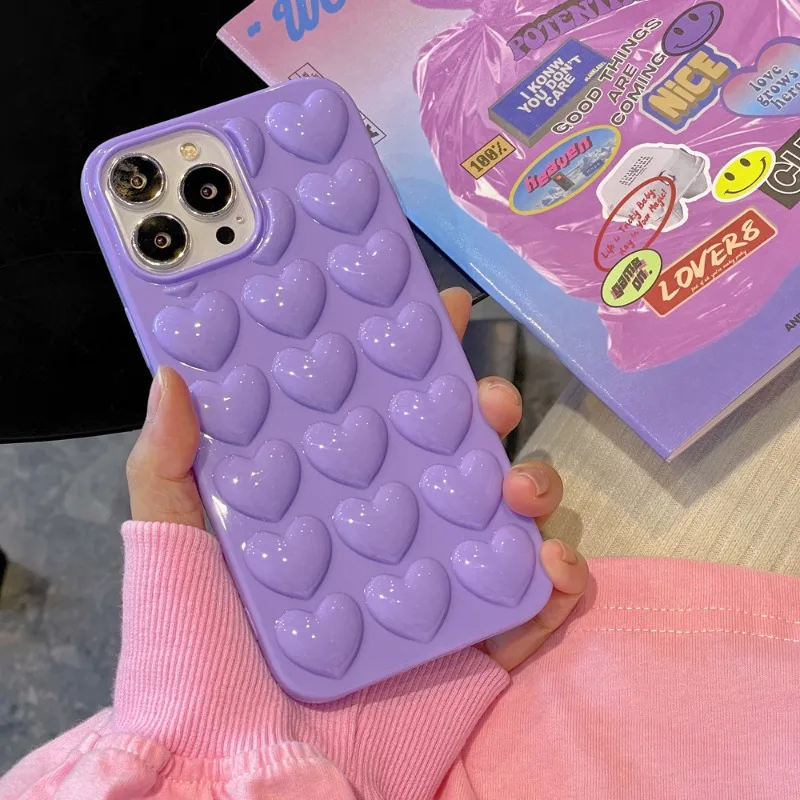 Three Dimensional Heart Electroplated Phone Case with Anti-Drop Protection