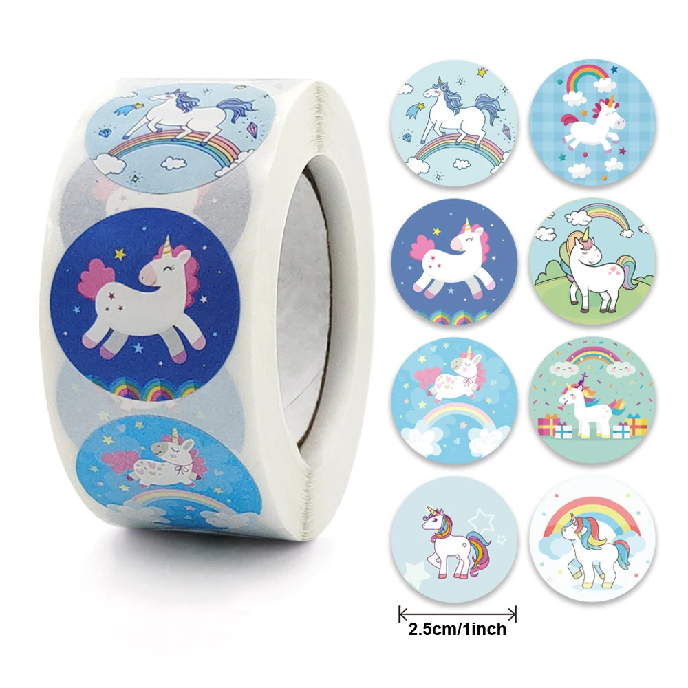 500Pcs Unicorn Sealing Stickers Kids Gift Wrapping Diy Stickers Unicorn Birthday Party Decoration Girls Baby Shower Supplies