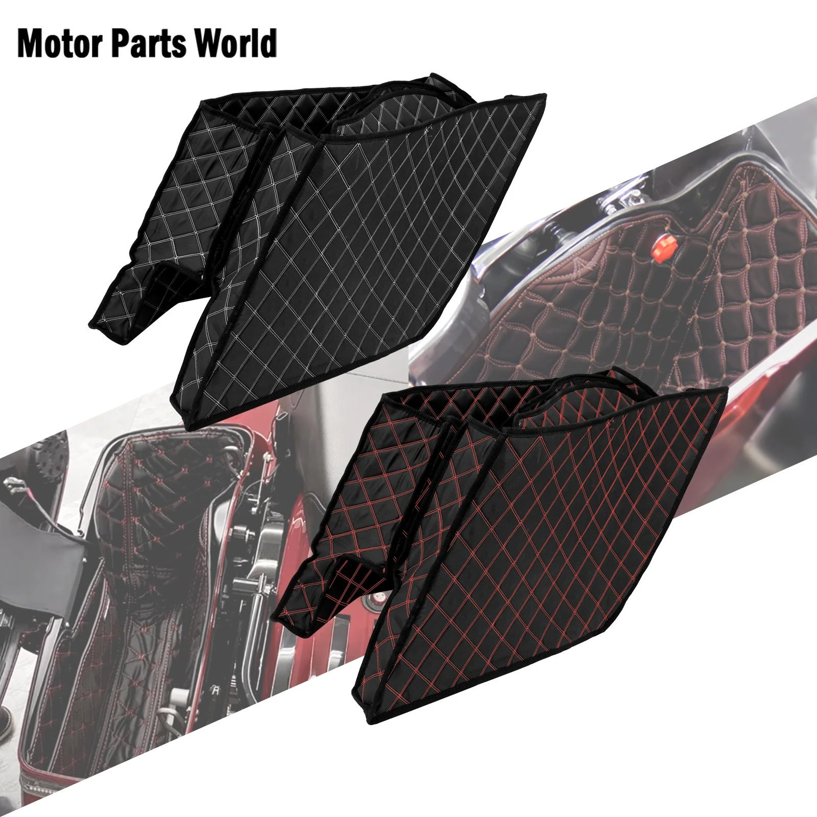 2xMotorcycle Stretched Saddlebag Insert Carpet Liner Thread Extended