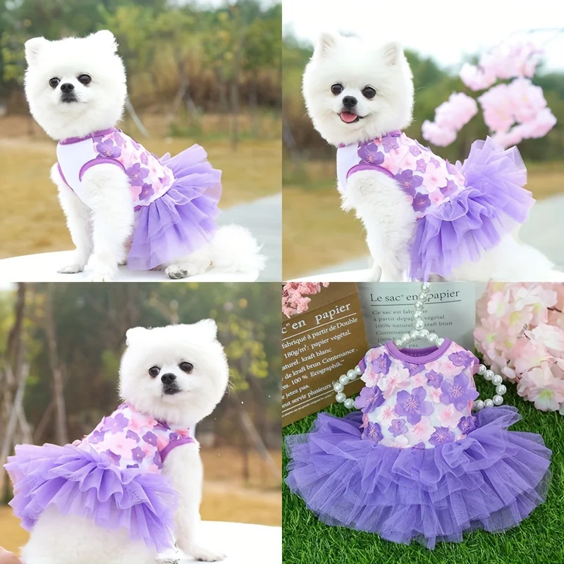 Floral Princess Dog Dress – Soft, Breathable Outfit for Small & Medium Dogs 4