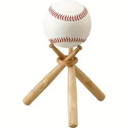 Wooden Baseball Display Stand with Holder - Elegant Baseball Showcase (1 PACK)