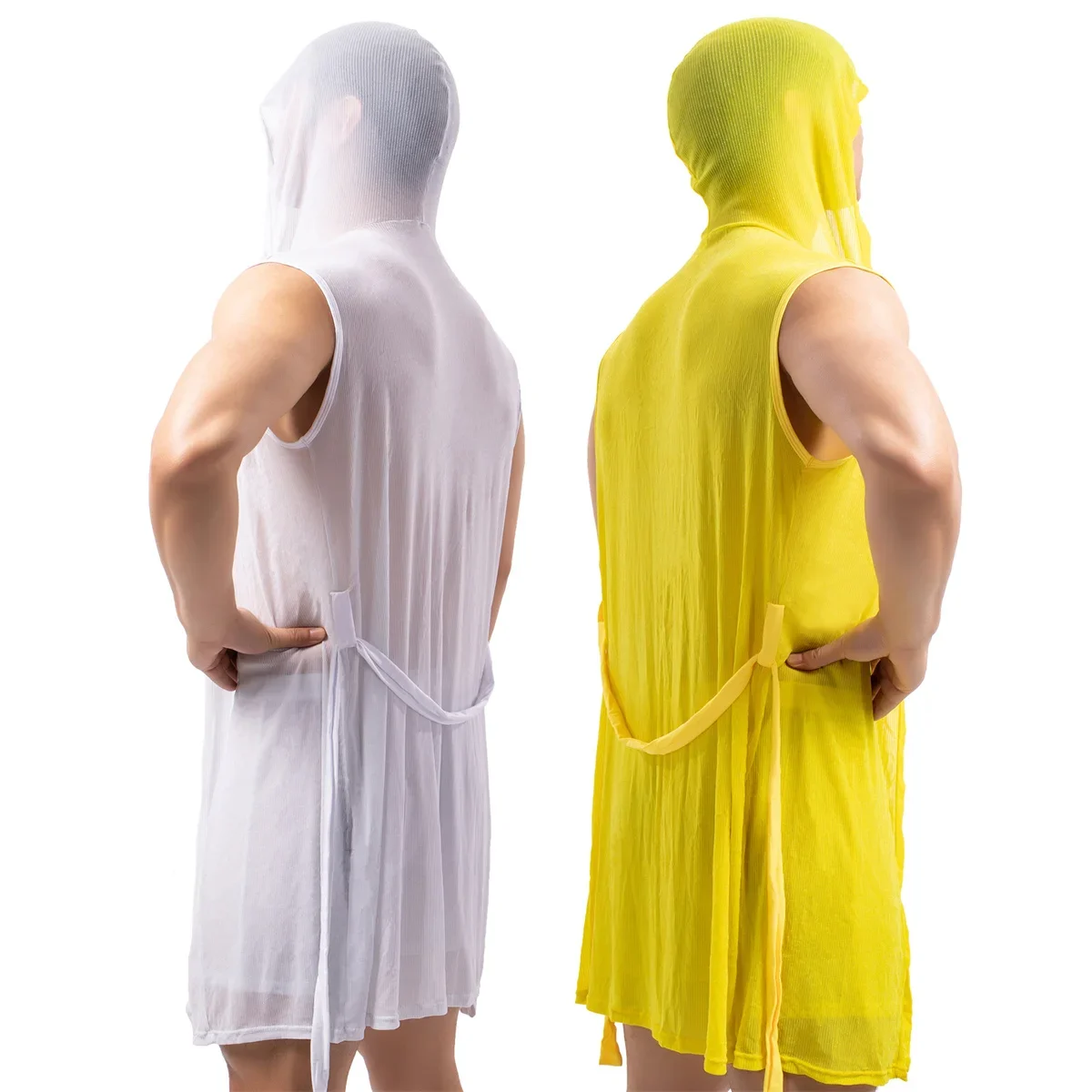Mens Bath Robes Sexy Pajamas Sleepwear Kimono Hombre Hooded Bathrobe Mens Bath Summer Dress Bath Robe Boxers Underwear Nightgown