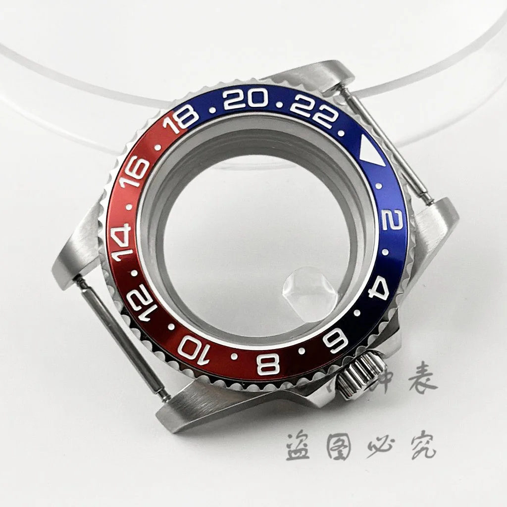 High-Quality 40MM GMT Watch Case with Aluminum Bezel, Stainless Steel Finish