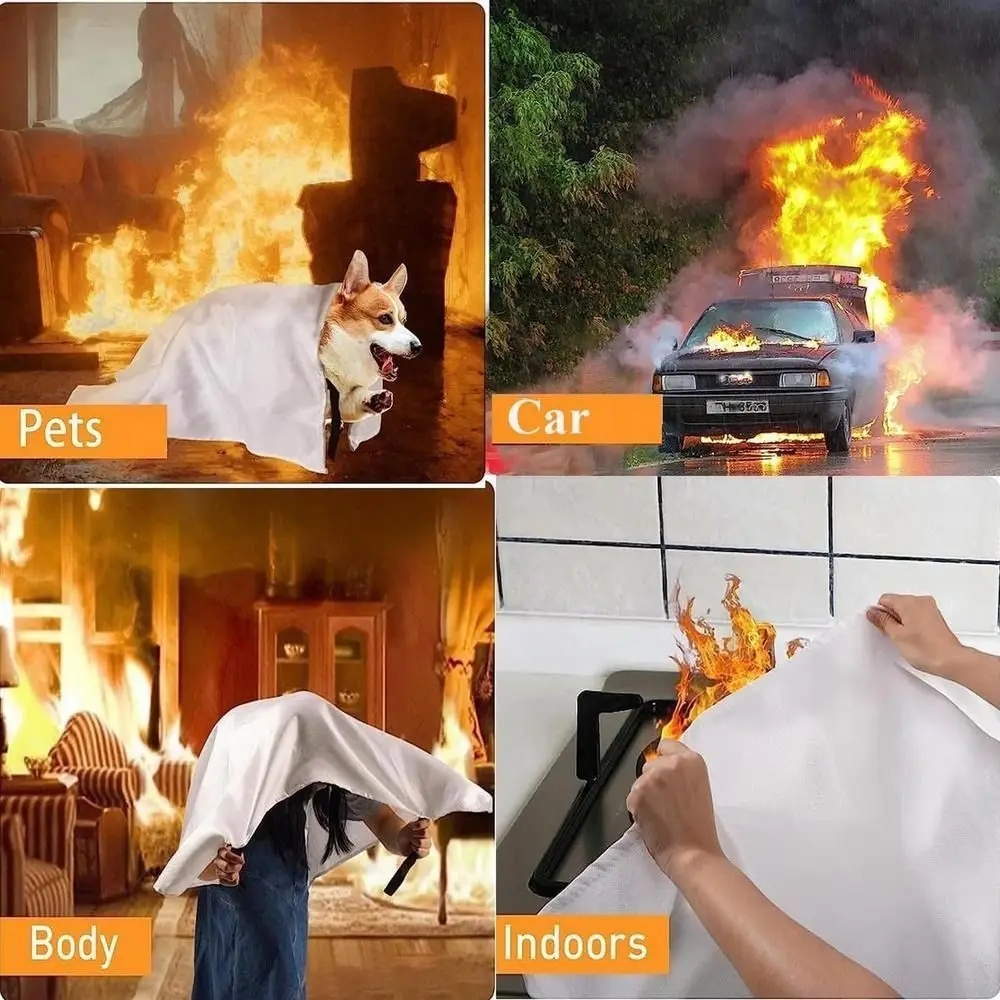 1/1.2/1.5/2M Fire Blankets Square Durable Suppression Emergency Survival Kit Fiberglass Retardant Fire