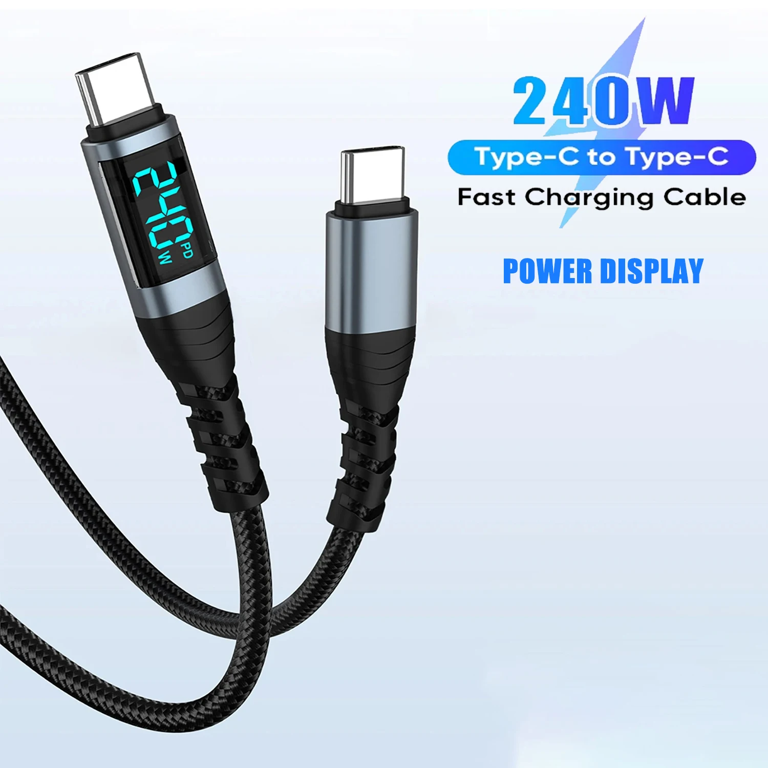 240W Mobile Phone Data USB-C to USB-C Cable With Digital Display - Image 5