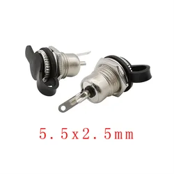 Silver Metal DC Power Male Plug Jack Connector with Spring Yellow Head, Available in Packs of 2, 5, or 10 - 10 Pcs (2.5mm Waterproof)