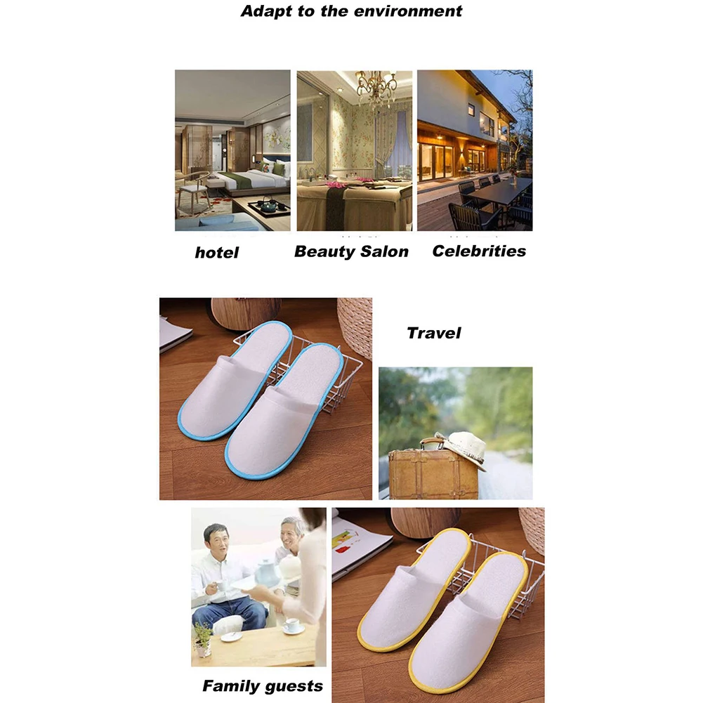 10Pairs Disposable Slippers Men Women Unisex Closed Toe Anti-slip Slipper Hotel Travel Slipper Sanitary Party Home Guest Use