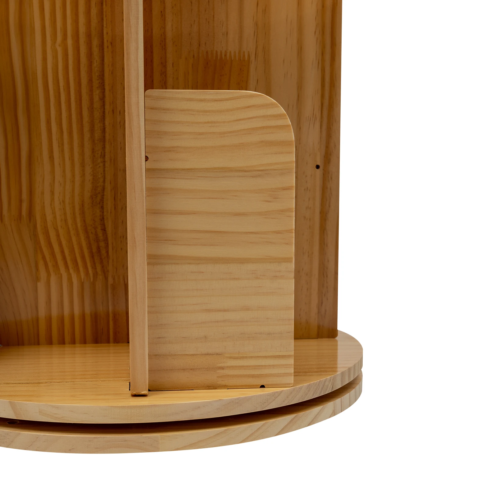 360 ° Drehbares Bücherregal 3-stöckig Kiefernholz Rotierendes Bücherregal Freistehendes Aufbewahrungsregal für Schlafzimmer Büro Studierzimmer Organizer – Detail 4