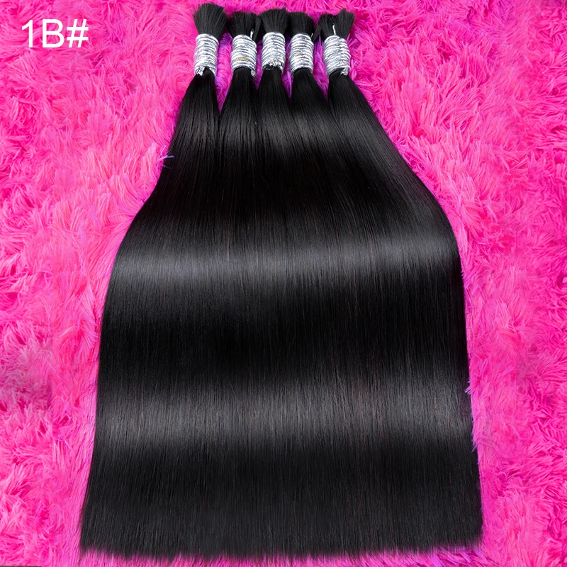 100% Real Human Hair Bulk Hair Machine Made Virgin Remy Straight Bulk 18-30inch 100g Natural Blonde Extension No Weft
