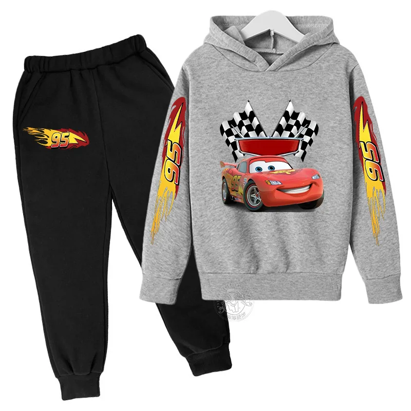 Kids Clothing Set Disney Lightning McQueen Printed Hoodie Pants Children Sports Suit Autumn Gift