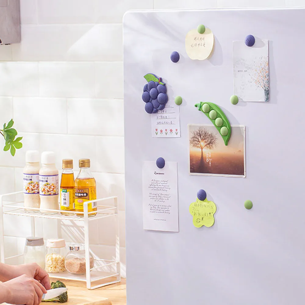 Cute Fridge Magnets Creative Cartoon Grapes Peas Shape Refrigerator Sticker Ice Cream Lollipop Magnet Fridge Home Decoration