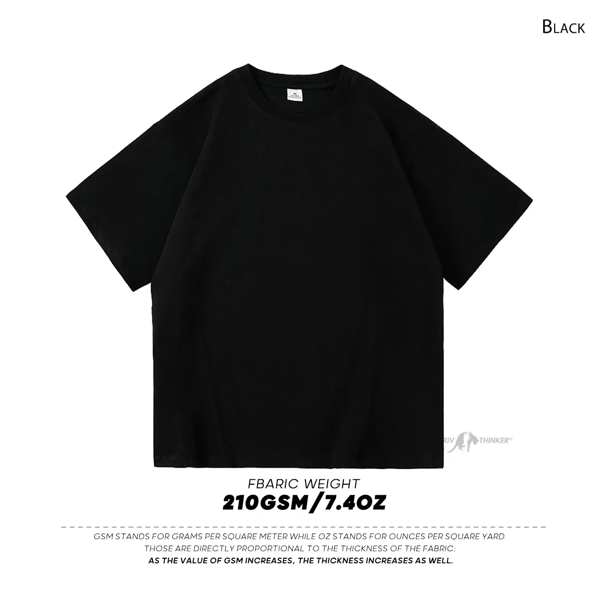 ExtFine 210GSM Cotton T-shirts For Men Oversized Basic T Shirt Drop-Shoulder Tshirt Streetwear Tops Tee K2Y