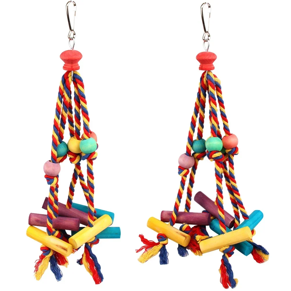 Bird Perches Chew Toy Funny Cotton Rope Parrot Toy Bite Resistant Bird Tearing Cockatiels Training Jouet Pour Perroquet
