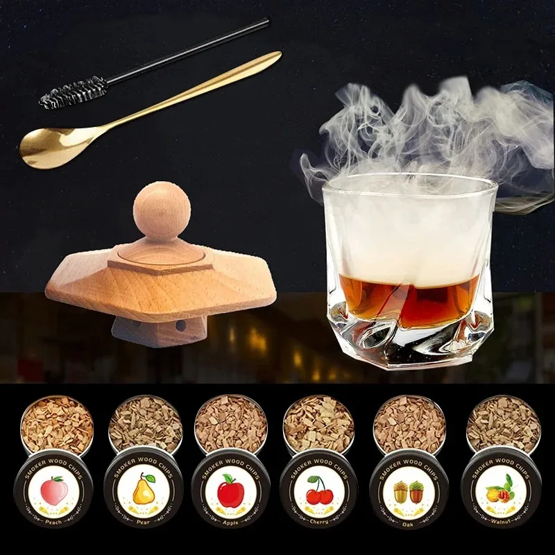 Cocktail Smoker Kit Cocktail Smoker Kit Whiskey Wooden Smoked Wood Hood Smoker For Drinks Kitchen Bar Accessories Tools bar cocktail
