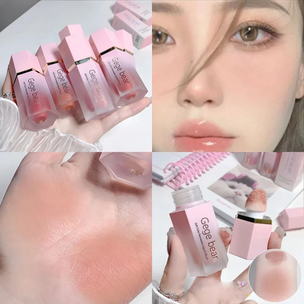 6 Color Liquid Blush Cream Matte Face Smooth Cheek Eye Mousse Blush Highlighter Stick Rouge Waterproof Contour Make Up blush stick liquid blush facial blusher blush cream cream blusher