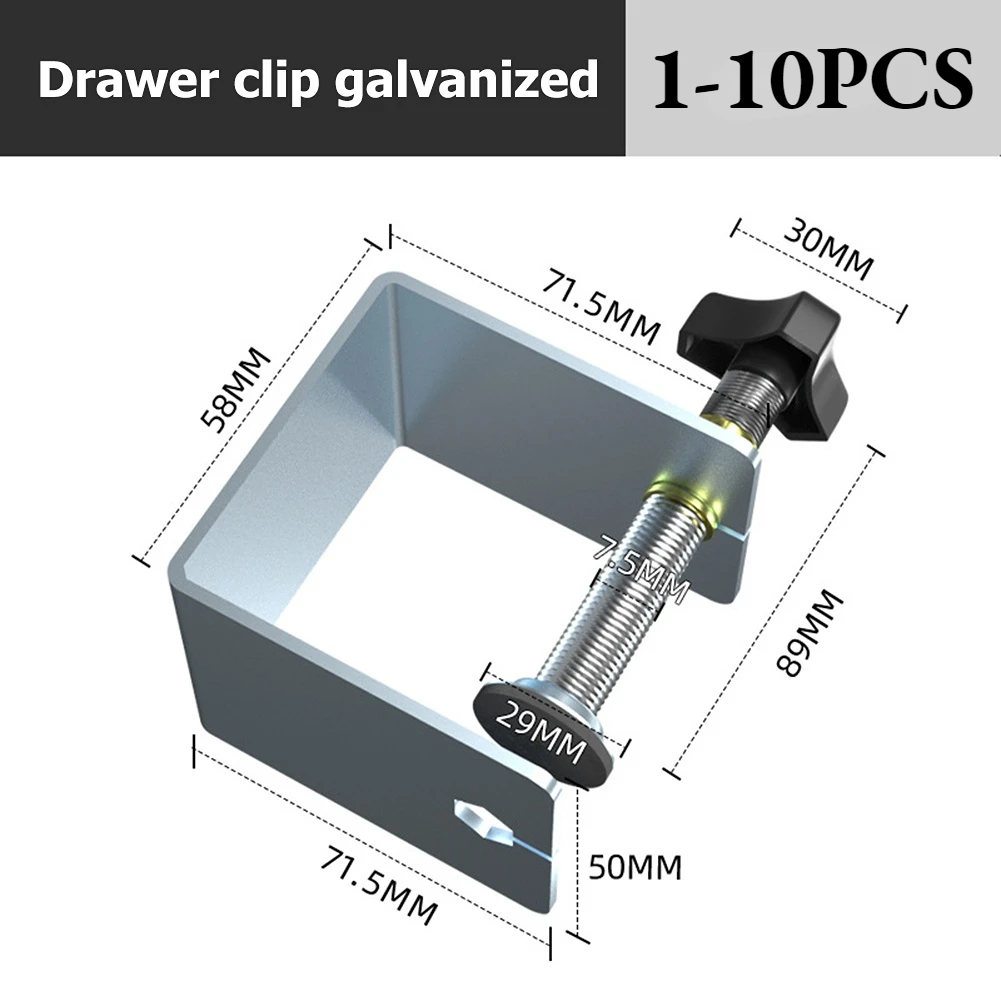 thumbnail image 1 of 1-10 piezas de plantillas para carpintería, clips para paneles de cajones, herramientas para gabinetes, abrazaderas de instalación frontal de cajones de acero, accesorios para muebles para el hogar, 1 of 5