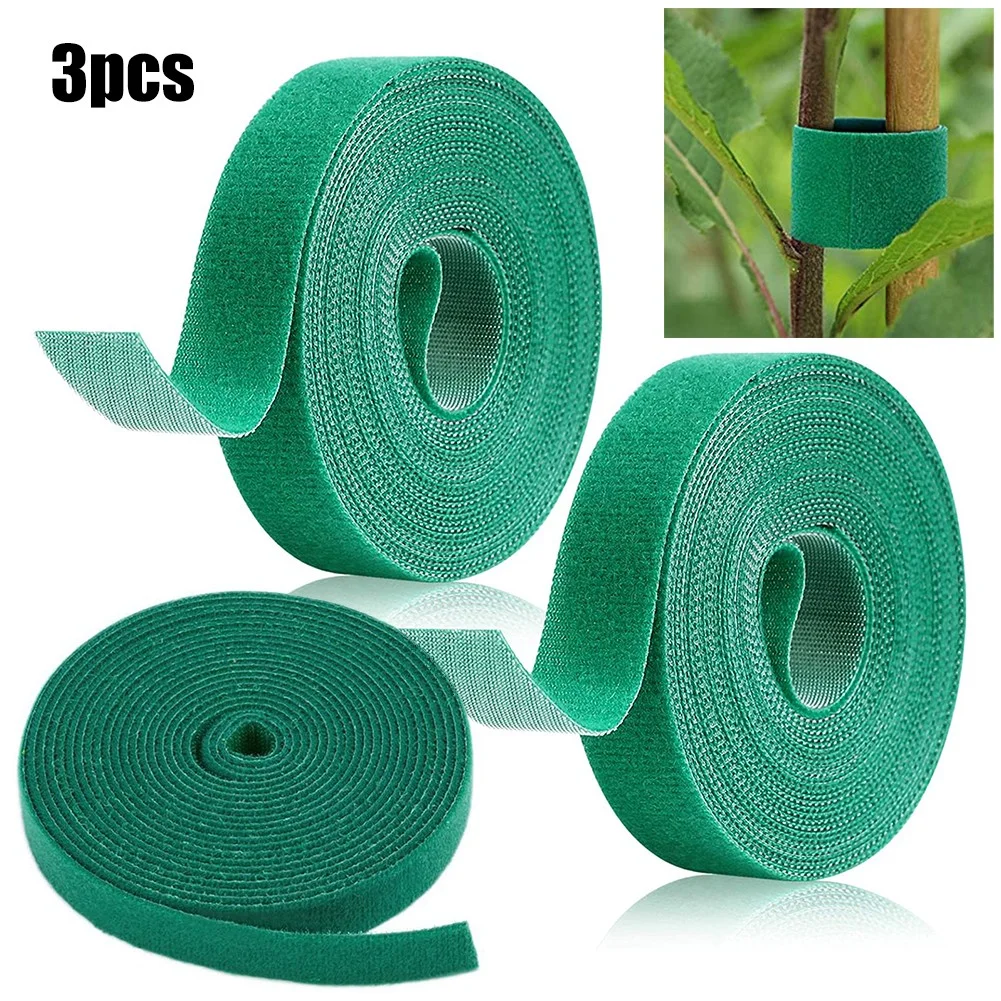 3 Pack Green Tie Tape Plant Ties Hook Loop Nylon Plant Bandage Velcro