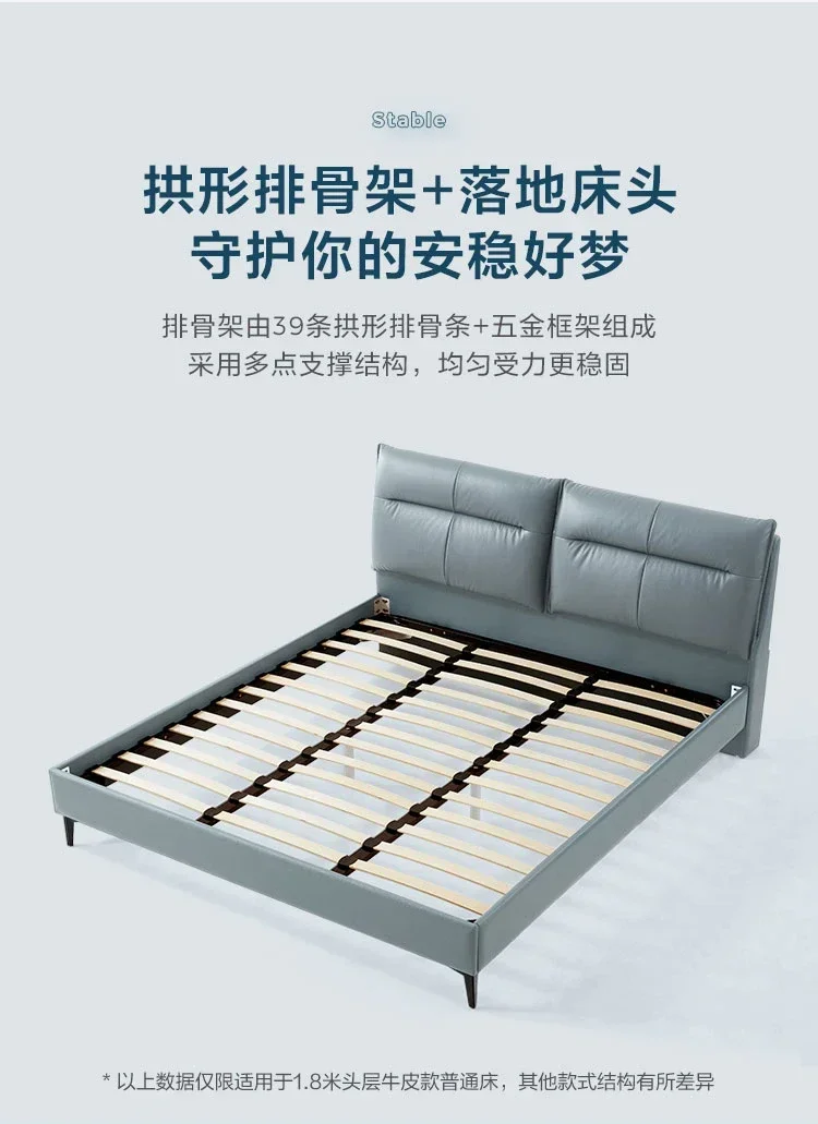 

Домашняя кожаная кровать, роскошная современная простая кожаная двуспальная кровать 1,8 метра, двойная мебель