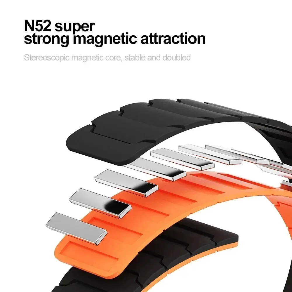 Magnetic Silicone Sports Wristband - 20/22mm Strap