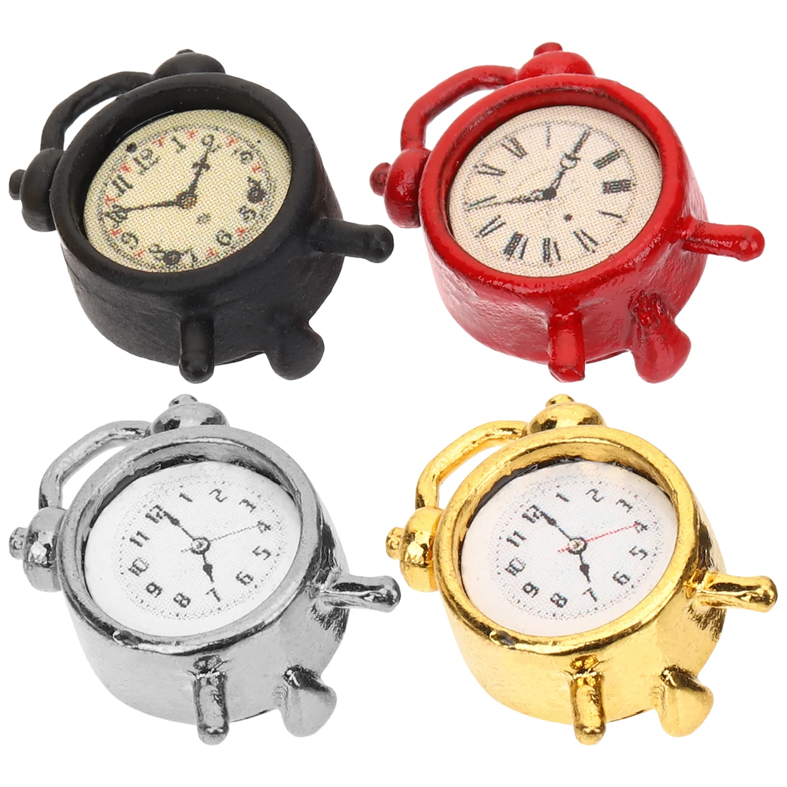 

4 Pcs Mini Clock Model Miniature Decors Digital Clocks Alarm Alloy Child Small Wall