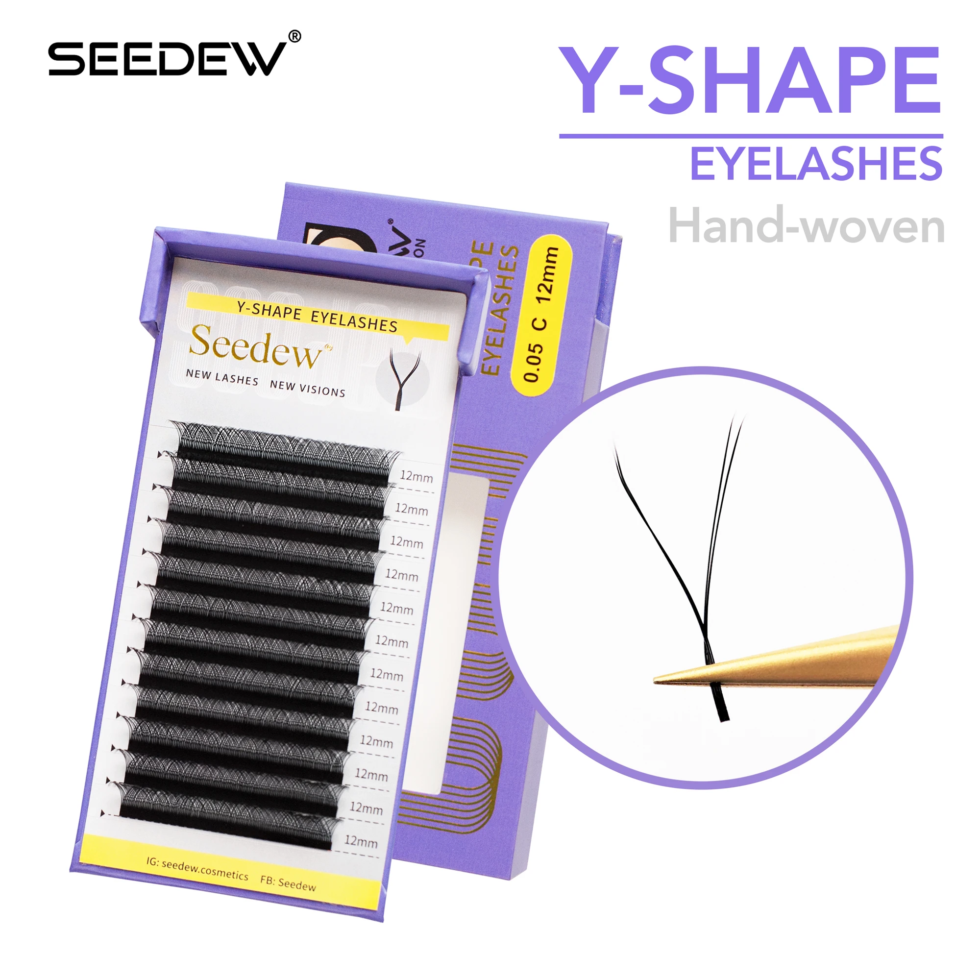 SEEDEW YY Shape Eyelash Extension C/D Curl Natural Soft Volume Lashes 0.05/0.07mm Two Tips Y-Shaped False Eyelashes