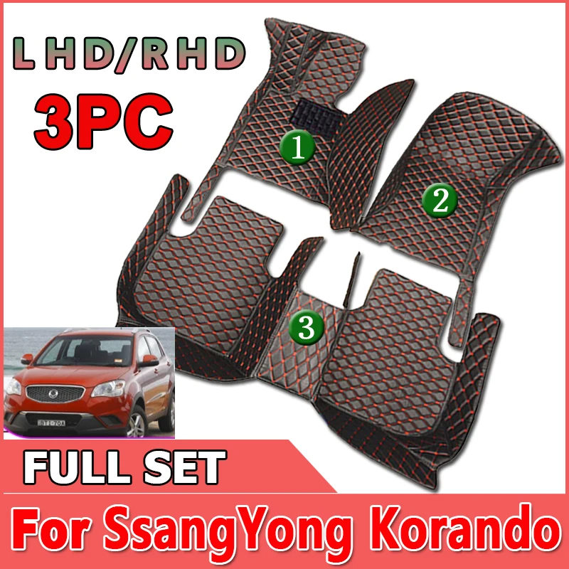 

Car Floor Mats For SsangYong Korando C New Actyon C200 2010~2019 Luxury Auto Mat Set Rugs Protective Pad Carpets Car Accessories