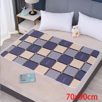 70x90cm Waterproof 4-Layer Baby Changing Mat – Washable Cartoon Dino & Heart Diapering Pad for Night Use & Menstrual Protection