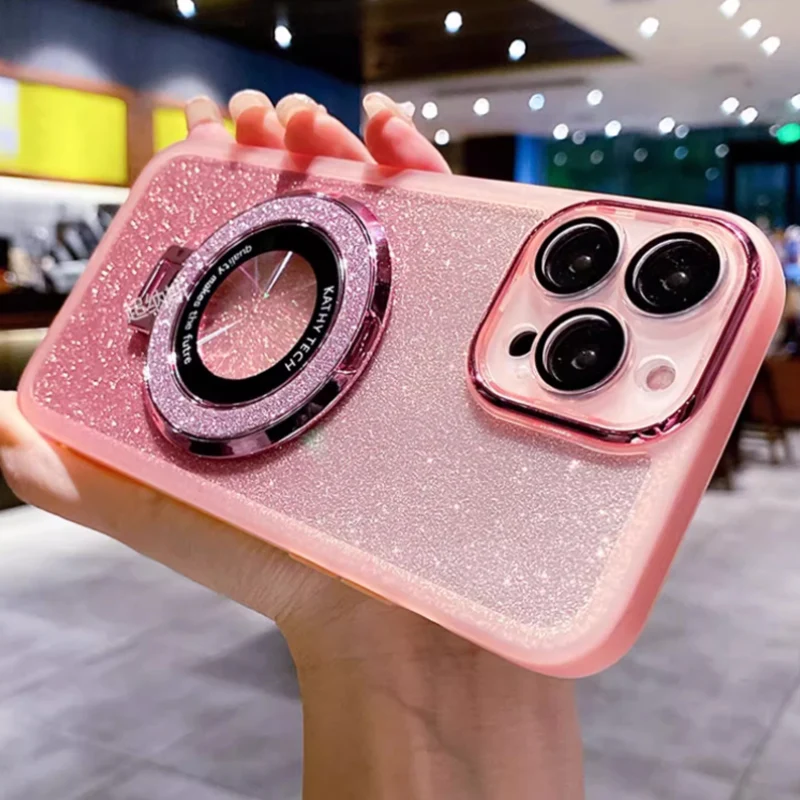 Luxury Glitter Ring Stand Magnetic Protective Case - Elegant TPU Cover