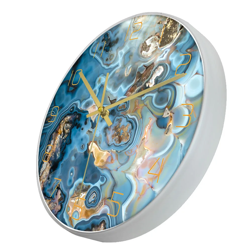Onyx Crystals Structure Printed Wall Clock Marble Texture Artwork Quiet Movement Wall Watch Metaphysical Healing Wall Art Clock 4