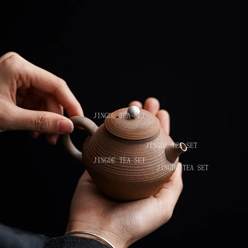 Old Stone Clay Ceramic Semi Handmade Teapot Retro Rough Pottery Chinese Zen Tea Japanese Wabi Sabi Kung Fu Tea Set
