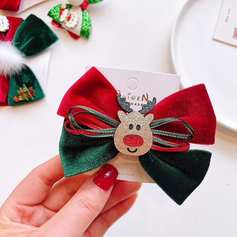 

Christmas Hairpin for Girl Hair Accessories Children Hairgrips Party Head Decoration Snowman Bowknot Cosplay New Years Costumes