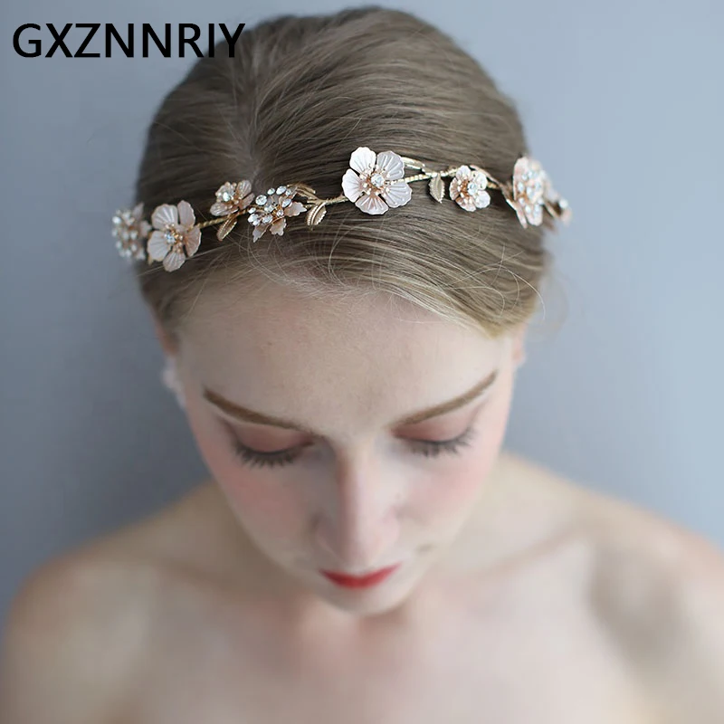 

Handmade Flower Headbands for Women Rhinestone Bridal Wedding Hair Accessories Bride Headpiece Party Jewelry Bridesmaid Gift