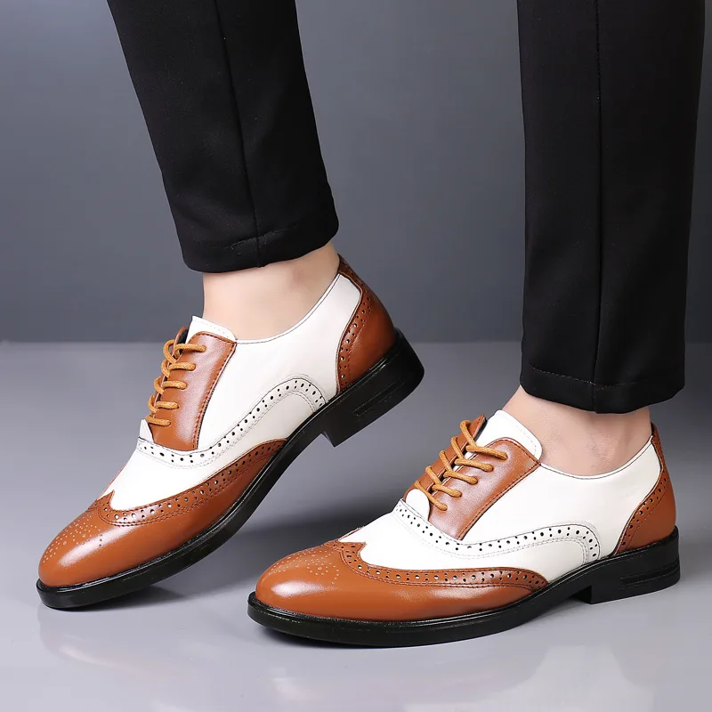 New Spring and Autumn Men's Business Casual Dress Brock Leather Shoes Youth Trendy Fashion All-match plus size Men's Shoes
