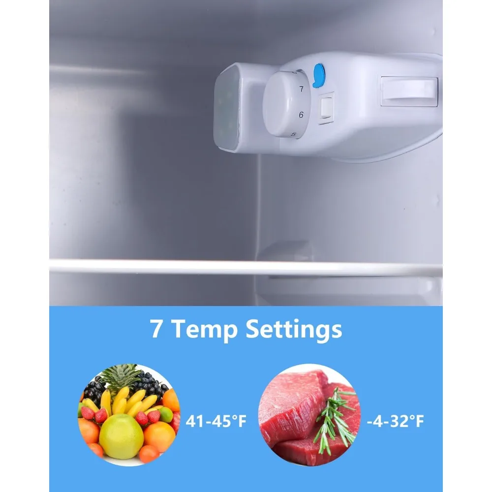 4.0Cu.Ft Compact, Small Refrigerator with Freezer, Retro Fridge with Dual Door, 7 Level Adjustable Thermostat for Garage, Dorm