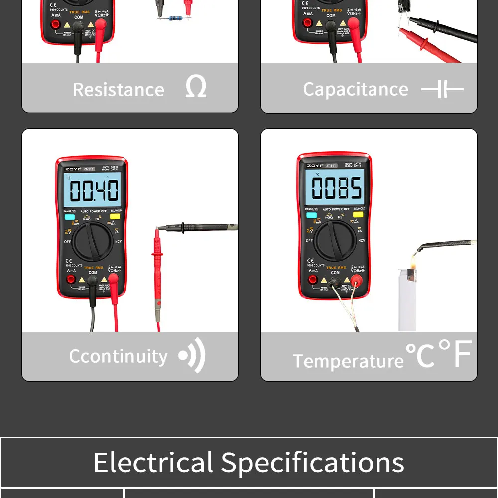 ZOYI Vierstelliges Hochpräzises Automatisches Digitalmultimeter mit Anti-Überlastschutz für Gerätewartung ZT111 Hochpräzisionsmultimeter – Detail 11