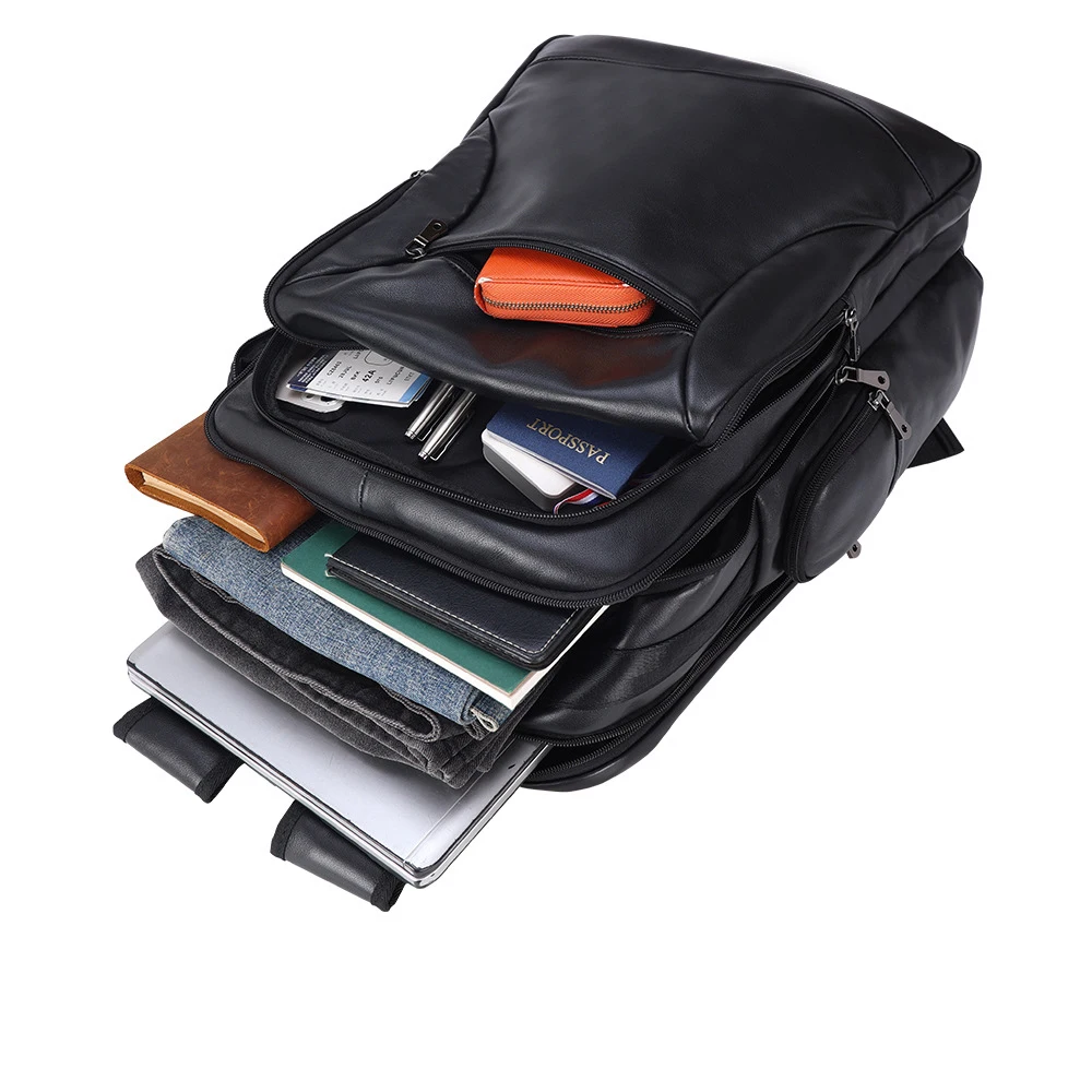 Thick cowhide backpack 17 " laptop backpacks cowskin computer bag business travel leather backpack men's bagpack Big Capacity 2